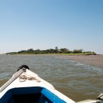 The brown water to the right is the Amazonas river, the left, blue water is the Tapajós river.